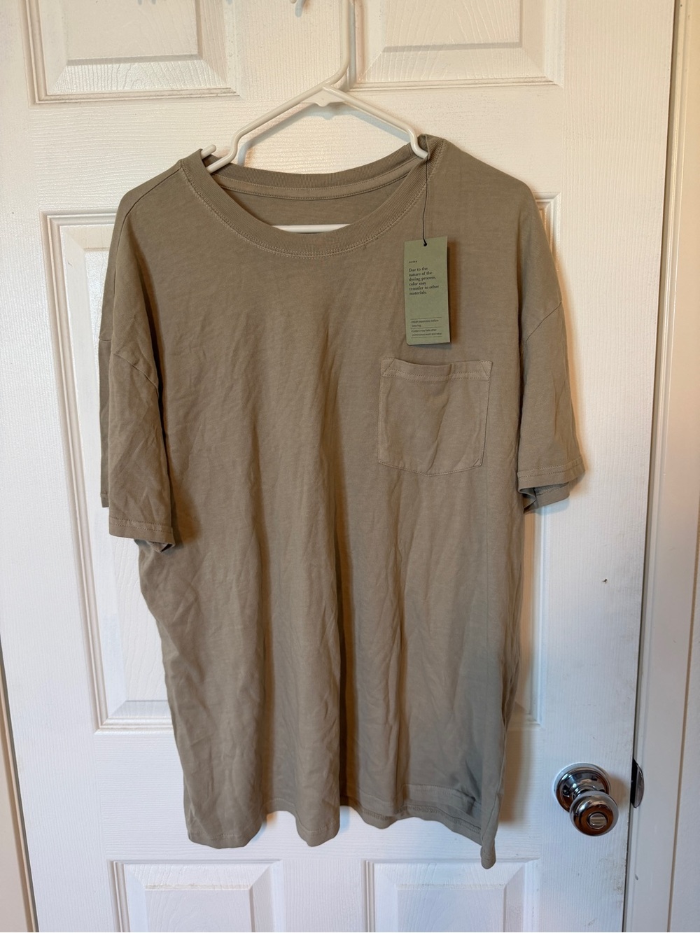Goodfellow & Co Men's Beige Solid Crew Neck Short Sleeve Pocket Knit XL T-Shirt